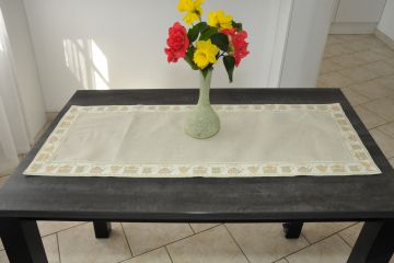 Chemin de table avec bordure jaune 40x100 lin